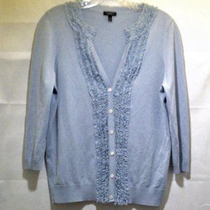 Silk Cardigan w/Ruffle Trim & 3/4 Raglan Sleeves